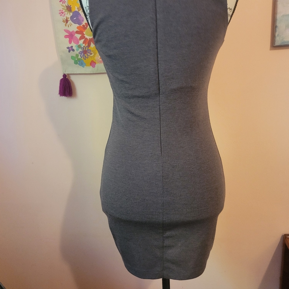 Forever 21 Charcoal Cut-Out Bodycon Stretchy Zipper-Back Minidress, S, EUC - Picture 8 of 11